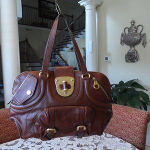 Alexander McQueen "Novak" Saddle Brown Leather Should Bag